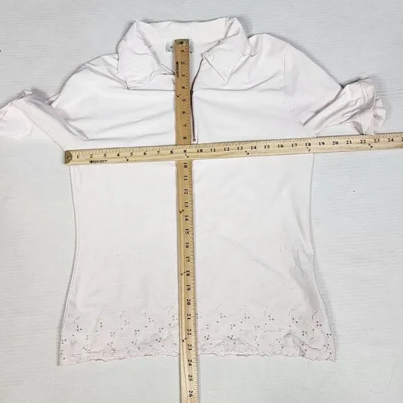 MCM Vintage Pink Polo with Eyelet Hem, Women's Medium - Picture 10 of 12